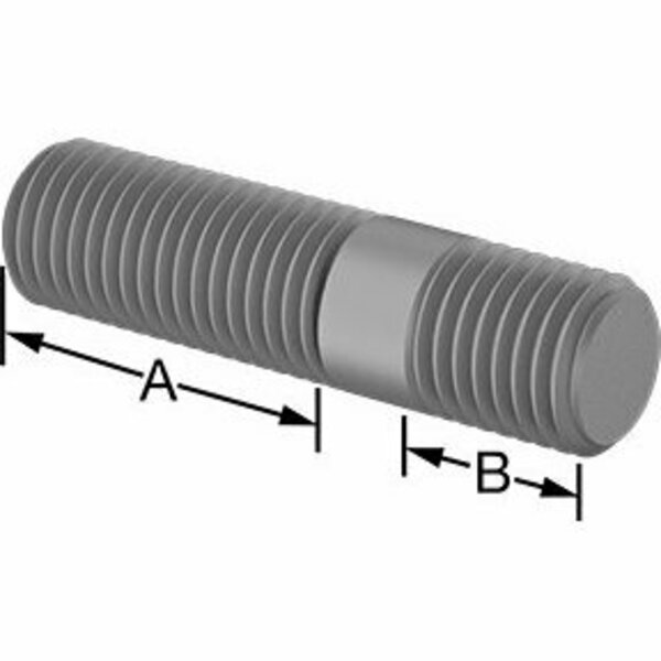 Bsc Preferred Threaded on Both Ends Stud Steel M24 x 3 mm Size 54 mm and 24 mm Thread Length 94 mm Long 5580N198